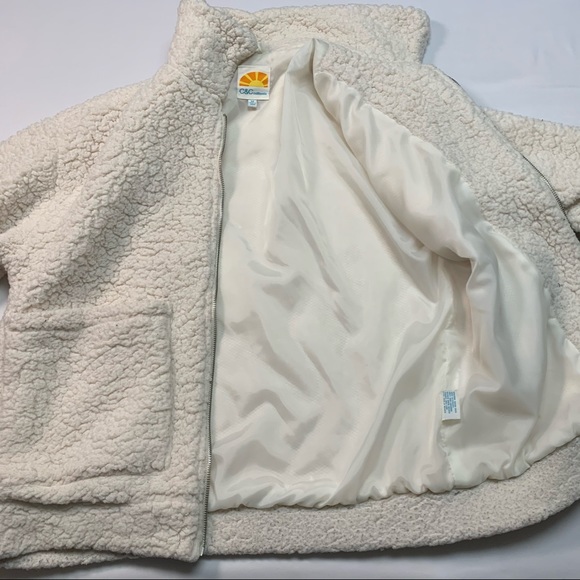 C&C California Full Zip Teddy Coat in White - Picture 3 of 10